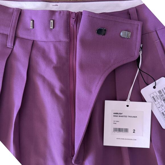 NWT Ambush Pleated Wool Tapered Pants Pink/Purple Size 2 (US 6) Retail $885 - Picture 8 of 8